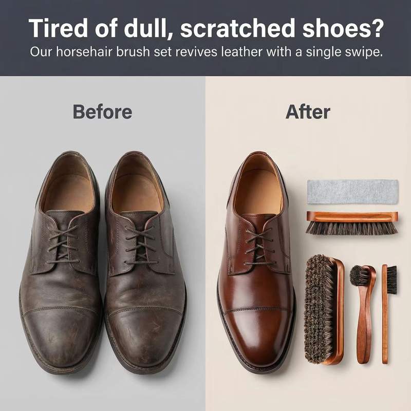Horsehair Shoe Brush Set Leath - Sneaker Care Products 리뷰 및 가격